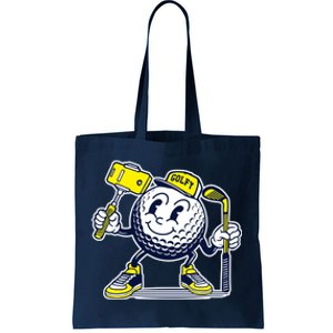 Funny Retro Cartoon Golf Ball Taking Selfie Tote Bag