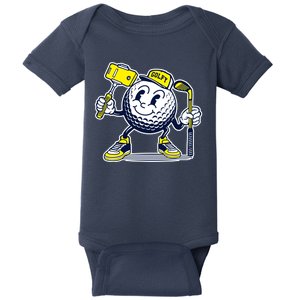 Funny Retro Cartoon Golf Ball Taking Selfie Baby Bodysuit