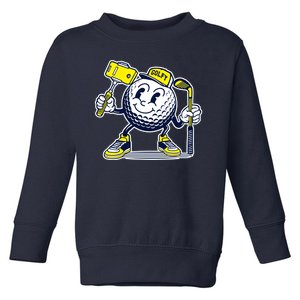 Funny Retro Cartoon Golf Ball Taking Selfie Toddler Sweatshirt