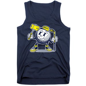 Funny Retro Cartoon Golf Ball Taking Selfie Tank Top