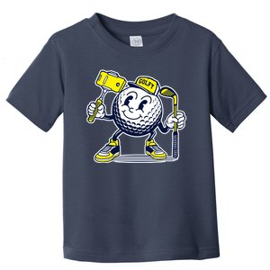 Funny Retro Cartoon Golf Ball Taking Selfie Toddler T-Shirt