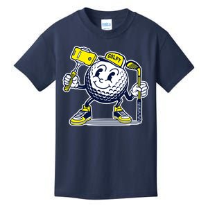 Funny Retro Cartoon Golf Ball Taking Selfie Kids T-Shirt