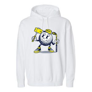 Funny Retro Cartoon Golf Ball Taking Selfie Garment-Dyed Fleece Hoodie