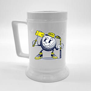 Funny Retro Cartoon Golf Ball Taking Selfie Beer Stein