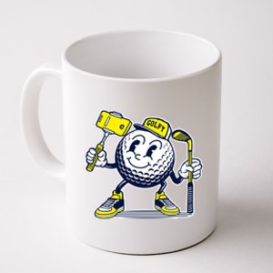 Funny Retro Cartoon Golf Ball Taking Selfie Coffee Mug