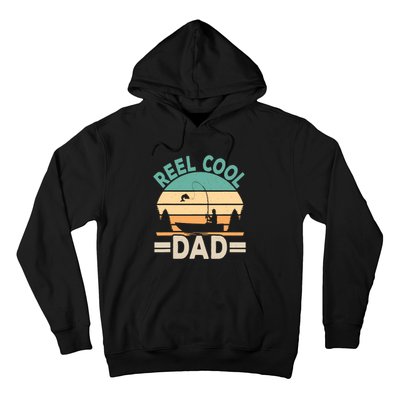 Funny Reel Cool Dad Fishing Fisherman Retro Fish Father Papa Hoodie