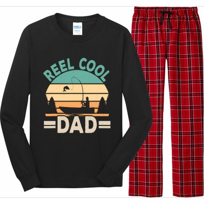 Funny Reel Cool Dad Fishing Fisherman Retro Fish Father Papa Long Sleeve Pajama Set