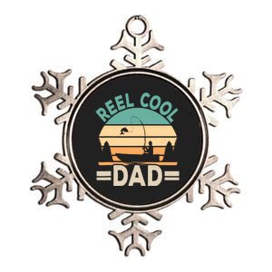 Funny Reel Cool Dad Fishing Fisherman Retro Fish Father Papa Metallic Star Ornament