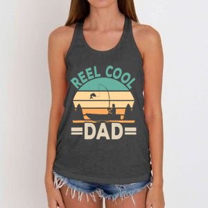 Funny Reel Cool Dad Fishing Fisherman Retro Fish Father Papa Women's Knotted Racerback Tank