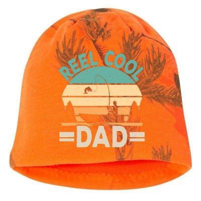 Funny Reel Cool Dad Fishing Fisherman Retro Fish Father Papa Kati - Camo Knit Beanie