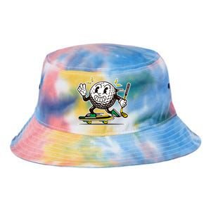 Funny Retro Cartoon Skateboarding Golf Ball Tie Dye Newport Bucket Hat