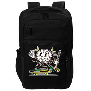 Funny Retro Cartoon Skateboarding Golf Ball Impact Tech Backpack