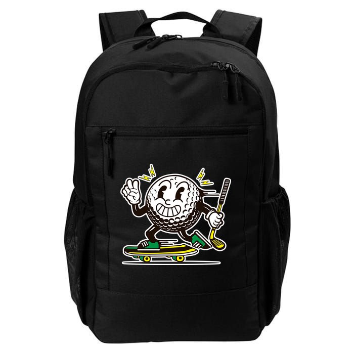 Funny Retro Cartoon Skateboarding Golf Ball Backpack