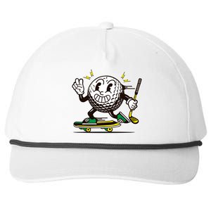 Funny Retro Cartoon Skateboarding Golf Ball Snapback Five-Panel Rope Hat