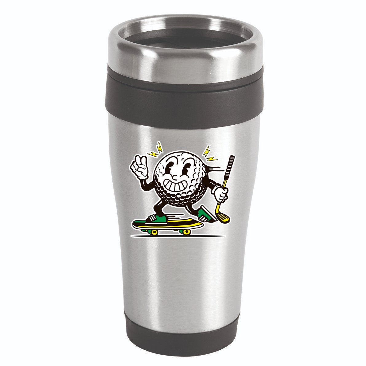 Funny Retro Cartoon Skateboarding Golf Ball 16oz Travel Tumbler
