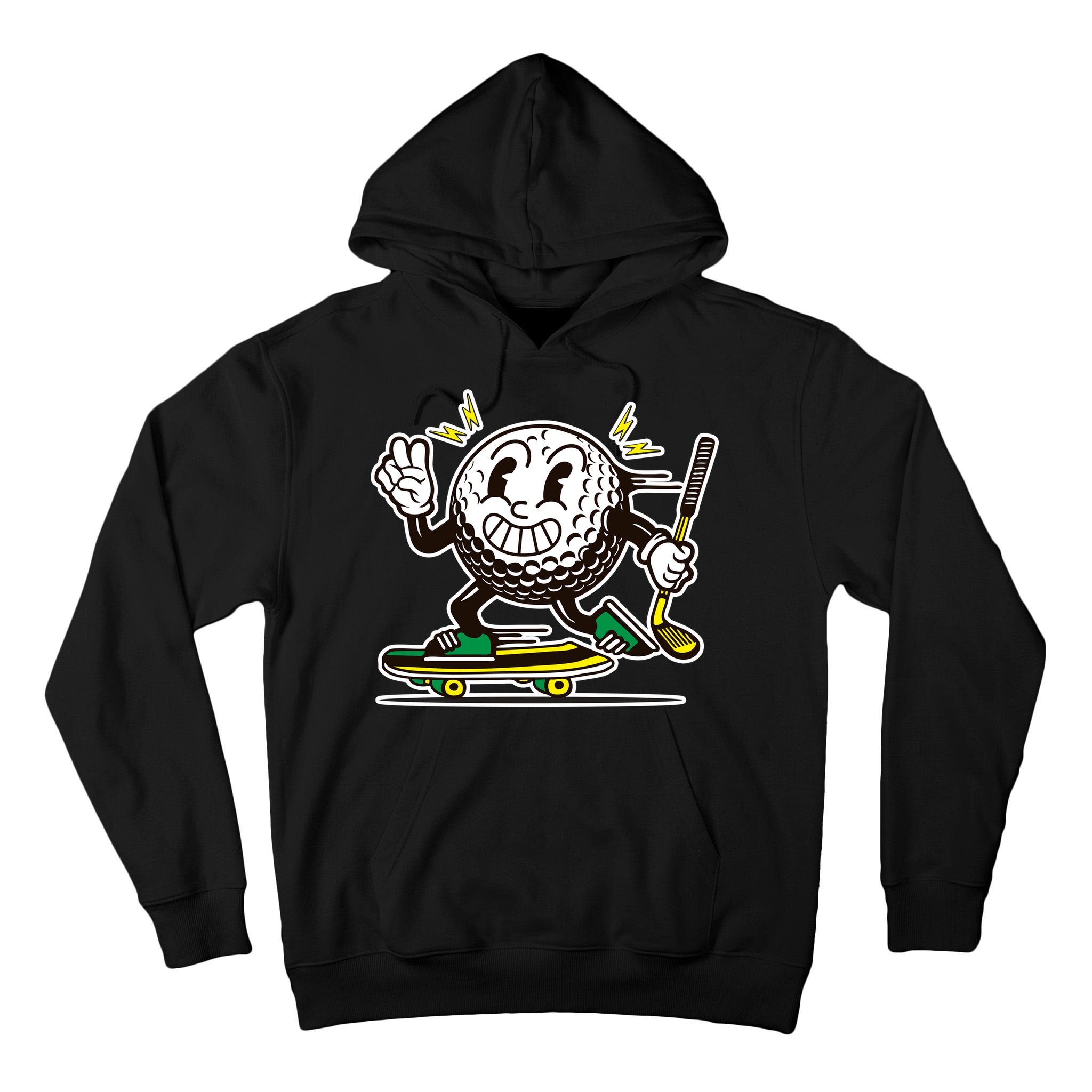 Funny Retro Cartoon Skateboarding Golf Ball Tall Hoodie