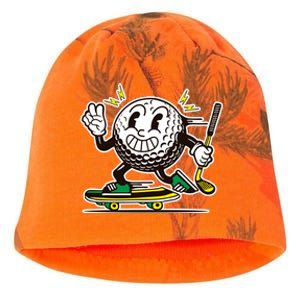 Funny Retro Cartoon Skateboarding Golf Ball Kati - Camo Knit Beanie