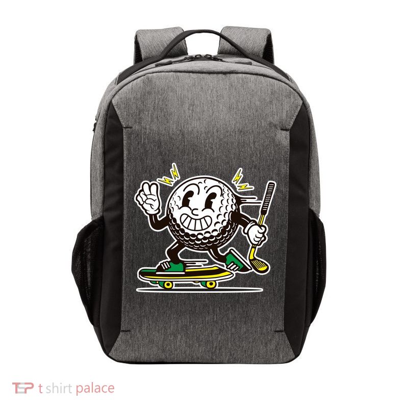 Funny Retro Cartoon Skateboarding Golf Ball Vector Backpack