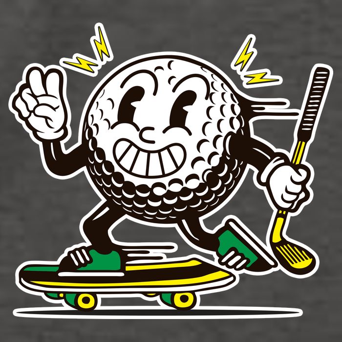 Funny Retro Cartoon Skateboarding Golf Ball Vector Backpack