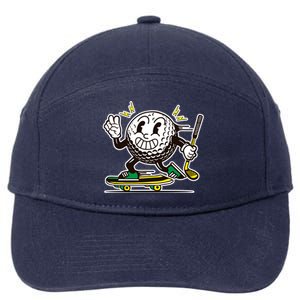 Funny Retro Cartoon Skateboarding Golf Ball 7-Panel Snapback Hat