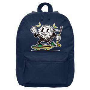 Funny Retro Cartoon Skateboarding Golf Ball 16 in Basic Backpack