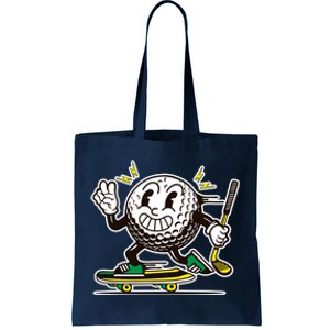 Funny Retro Cartoon Skateboarding Golf Ball Tote Bag