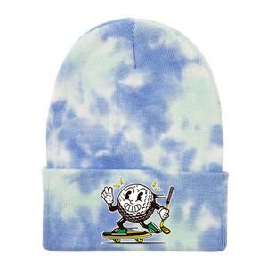 Funny Retro Cartoon Skateboarding Golf Ball Tie Dye 12in Knit Beanie