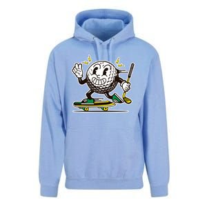 Funny Retro Cartoon Skateboarding Golf Ball Unisex Surf Hoodie