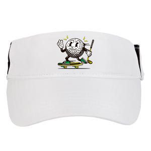 Funny Retro Cartoon Skateboarding Golf Ball Adult Drive Performance Visor