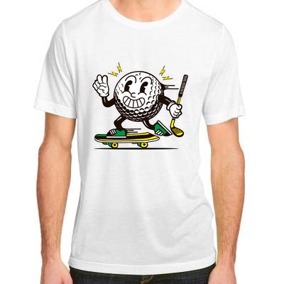 Funny Retro Cartoon Skateboarding Golf Ball Adult ChromaSoft Performance T-Shirt