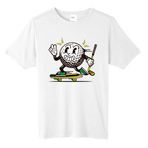 Funny Retro Cartoon Skateboarding Golf Ball Tall Fusion ChromaSoft Performance T-Shirt