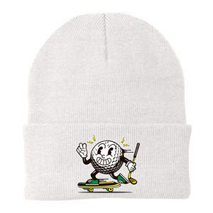 Funny Retro Cartoon Skateboarding Golf Ball Knit Cap Winter Beanie