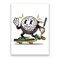 Funny Retro Cartoon Skateboarding Golf Ball Poster
