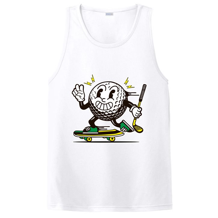 Funny Retro Cartoon Skateboarding Golf Ball PosiCharge Competitor Tank