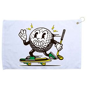 Funny Retro Cartoon Skateboarding Golf Ball Grommeted Golf Towel