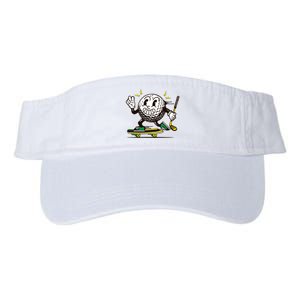 Funny Retro Cartoon Skateboarding Golf Ball Valucap Bio-Washed Visor