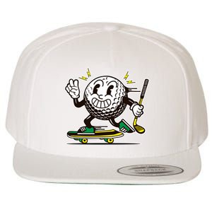 Funny Retro Cartoon Skateboarding Golf Ball Wool Snapback Cap