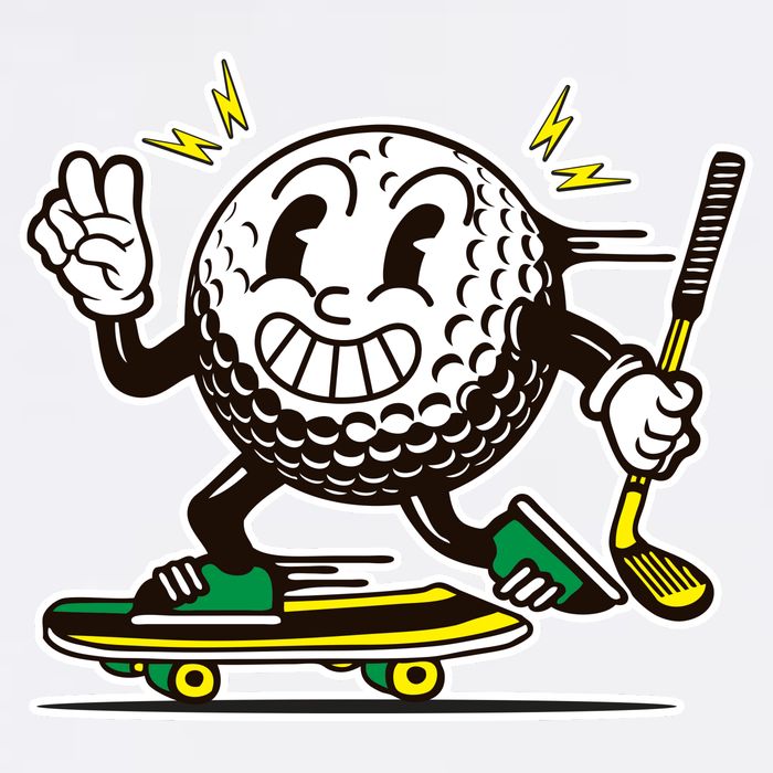 Funny Retro Cartoon Skateboarding Golf Ball Full Zip Hoodie