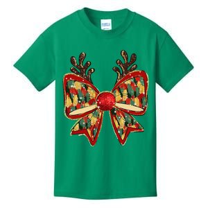 Funny Reindeer Coquette Bows Pajama Christmas Women Kids T-Shirt