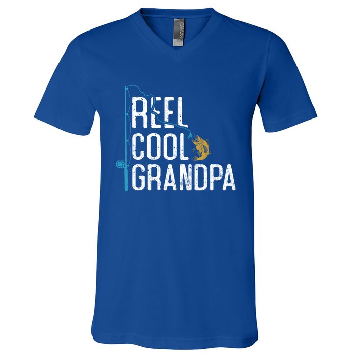 Fishing Reel Cool Grandpa Father’s Day Gift For Fisher Gift V-Neck T-Shirt