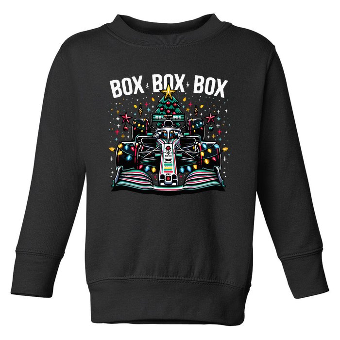 Formula Racing Car Box Box Box Radio Call Fun Christmas Tree  Toddler Sweatshirt