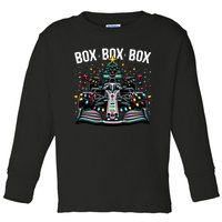 Formula Racing Car Box Box Box Radio Call Fun Christmas Tree  Toddler Long Sleeve Shirt