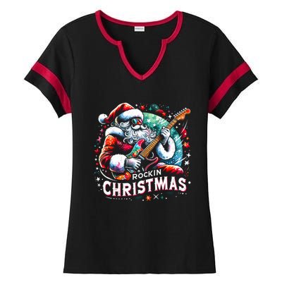 Funny Rockin Christmas Christmas Santa Funny Santa Rocker Meaningful Gift Ladies Halftime Notch Neck Tee