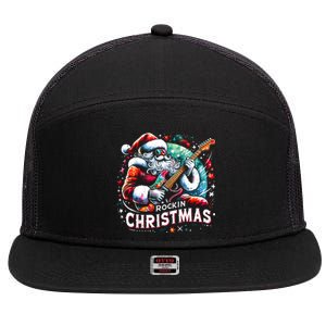 Funny Rockin Christmas Christmas Santa Funny Santa Rocker Meaningful Gift 7 Panel Mesh Trucker Snapback Hat