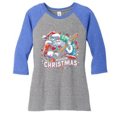 Funny Rockin Christmas Christmas Santa Funny Santa Rocker Meaningful Gift Women's Tri-Blend 3/4-Sleeve Raglan Shirt