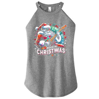 Funny Rockin Christmas Christmas Santa Funny Santa Rocker Meaningful Gift Women’s Perfect Tri Rocker Tank