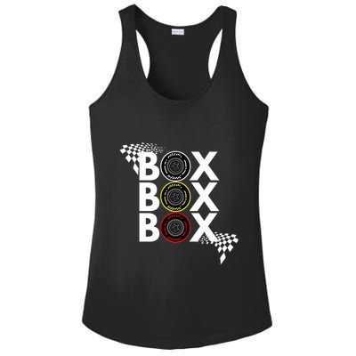 Formula Racing Car Box Box Box Radio Call To Pitbox Car Race Gift Ladies PosiCharge Competitor Racerback Tank