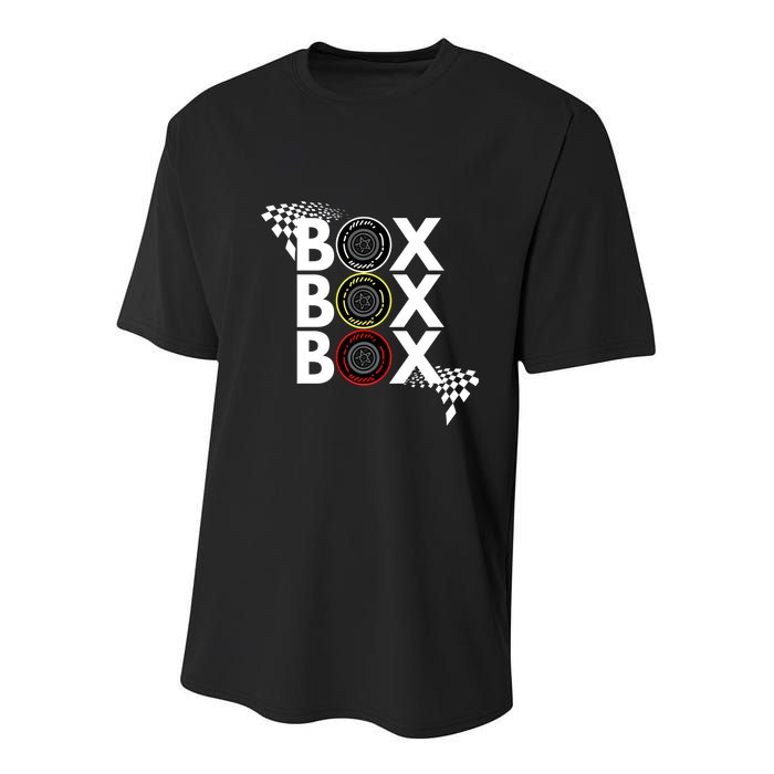 Formula Racing Car Box Box Box Radio Call To Pitbox Car Race Gift Youth Performance Sprint T-Shirt