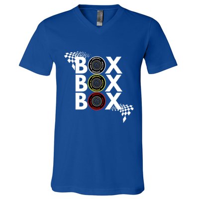 Formula Racing Car Box Box Box Radio Call To Pitbox Car Race Gift V-Neck T-Shirt