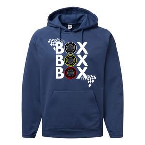 Formula Racing Car Box Box Box Radio Call To Pitbox Car Race Gift Performance Fleece Hoodie